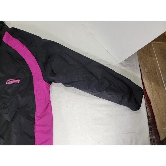 Coleman Size 8‎ Girls Medium Rain Jacket Lightweight Magenta Black Full Zip Hood - Picture 6 of 9